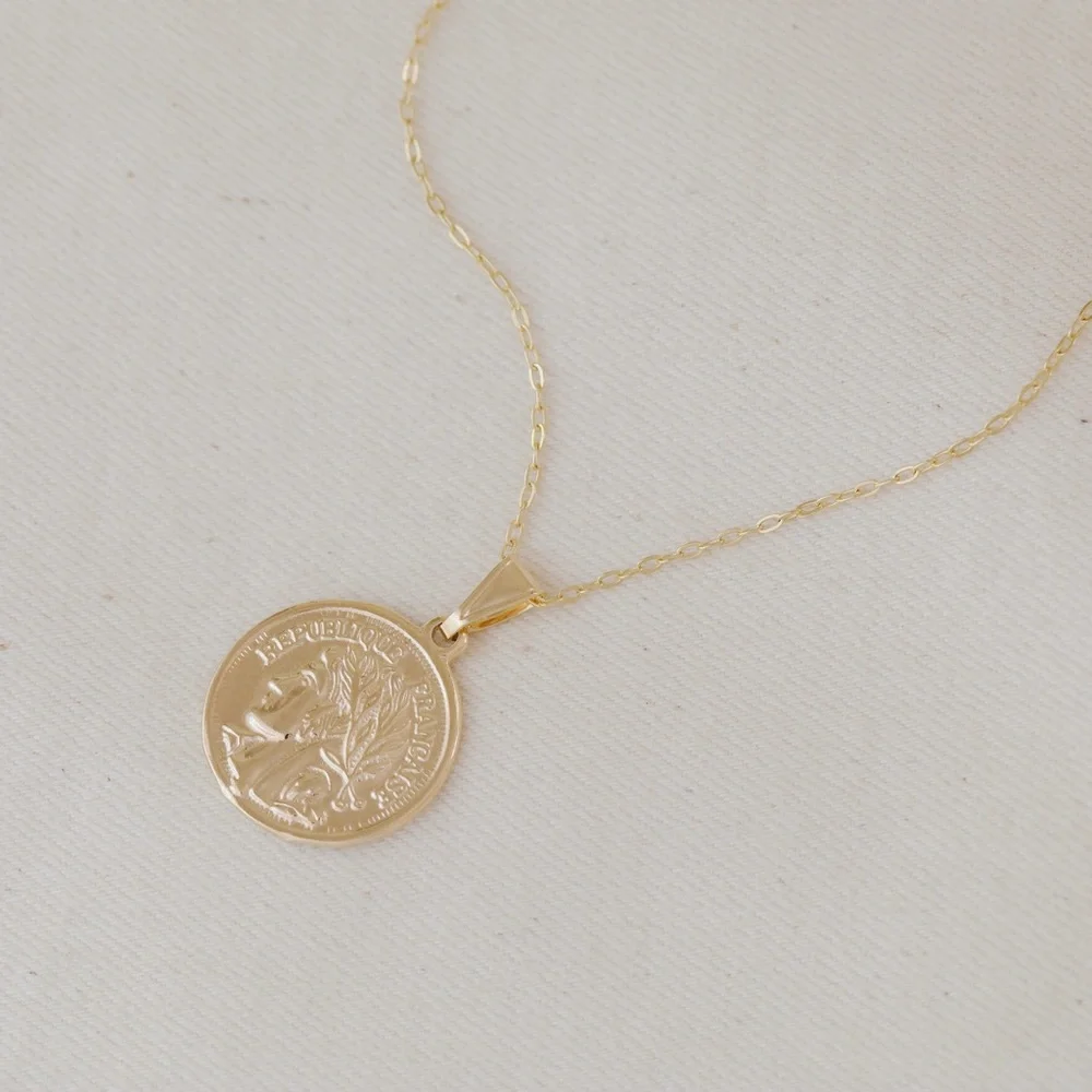 French Coin Necklace | 18k Gold Filled - Picture 3 of 10